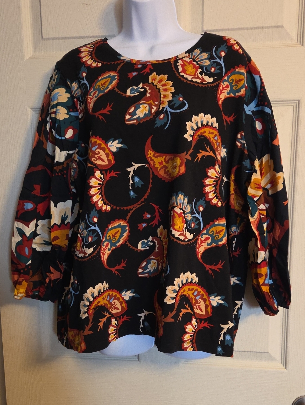 Chico's Paisley Print Puff Sleeve Top Size XXL
